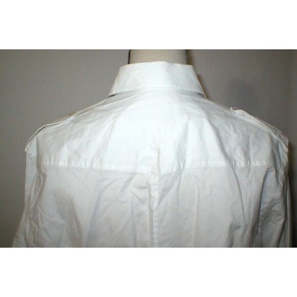 NWT New Womens L Designer PORT 57 White Top Blouse Button Down Dress Italy LS - Picture 6 of 11